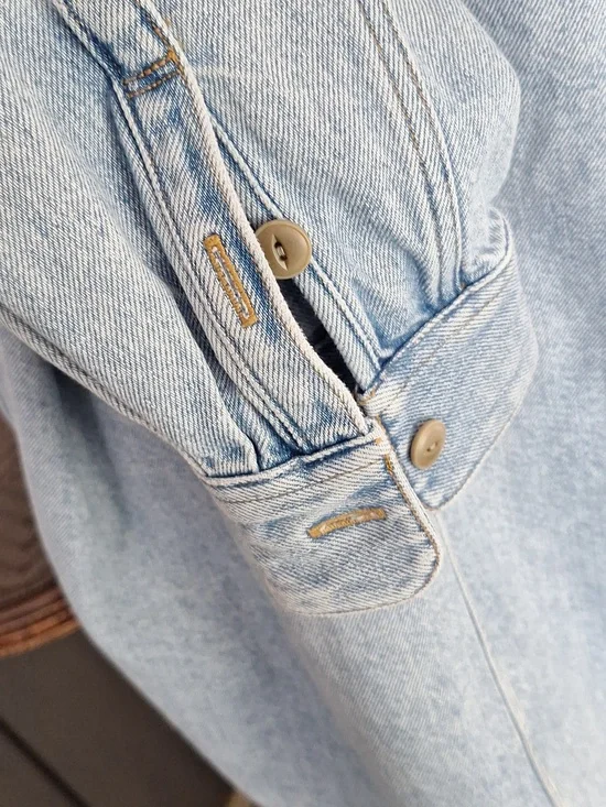 Madewell Blue Denim Trucker Jacket Women Large - Picture 6 of 7